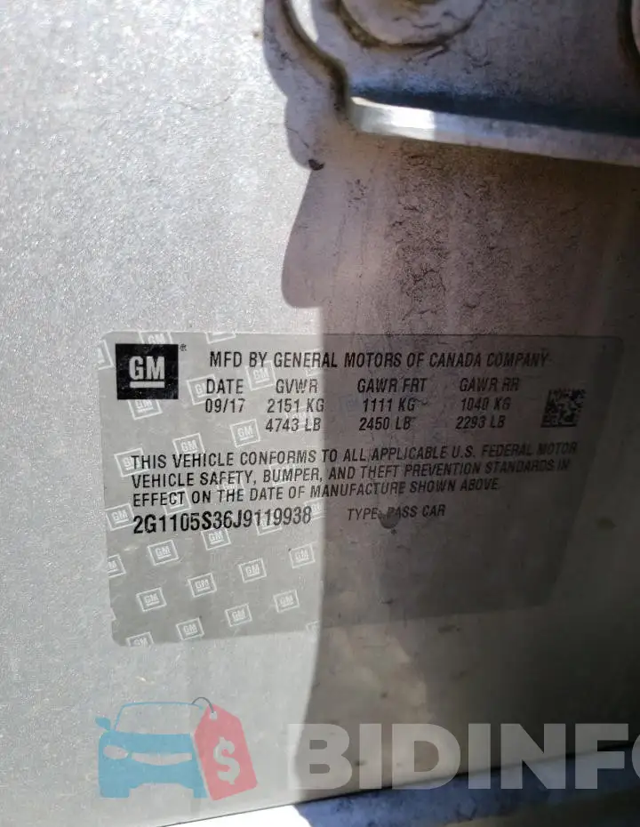 2G1105S36J9119938 Photo# 12
