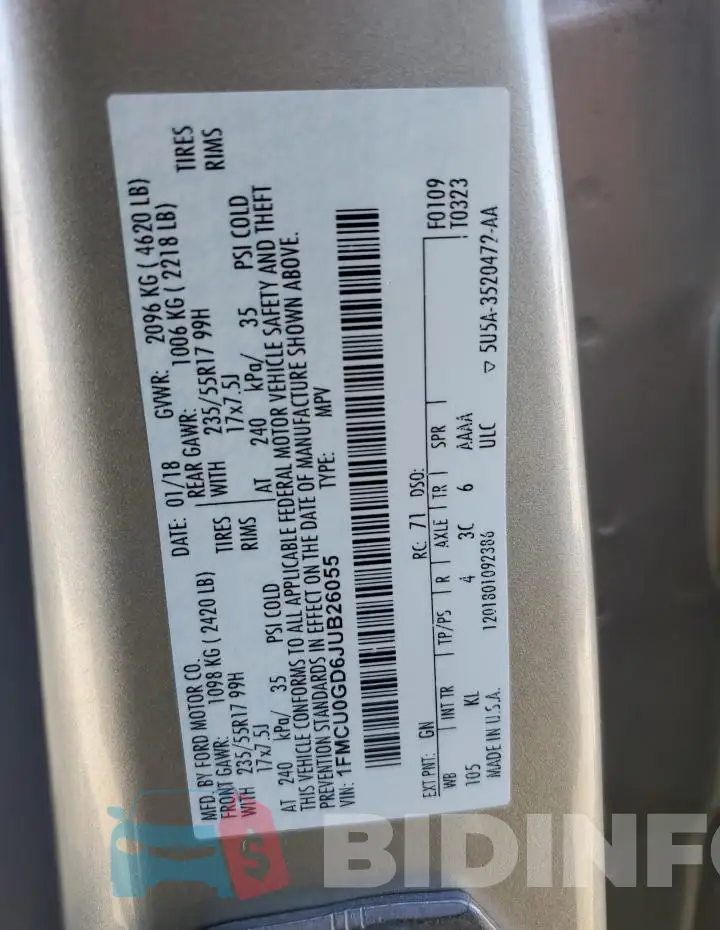 1FMCU0GD6JUB26055 Photo# 13