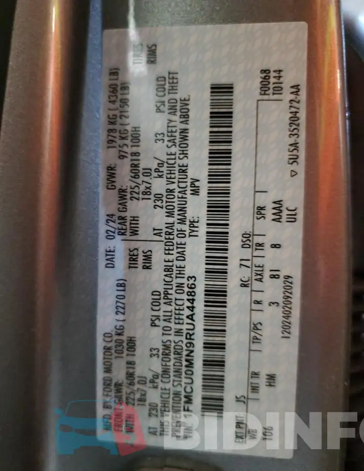 1FMCU0MN9RUA44863 Photo# 14