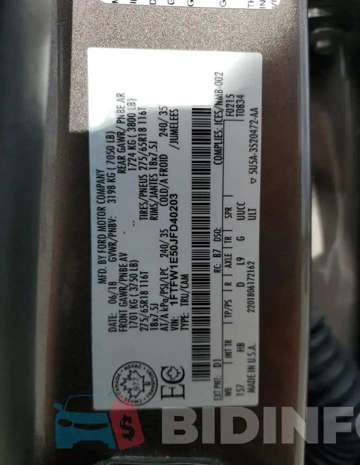 1FTFW1E50JFD40203 Photo# 13
