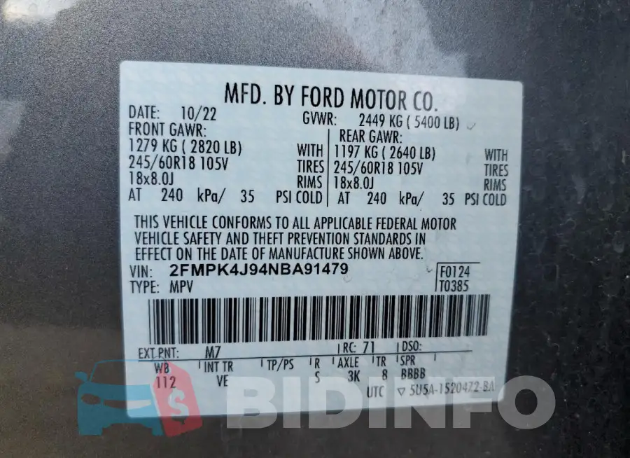 2FMPK4J94NBA91479 Photo# 14