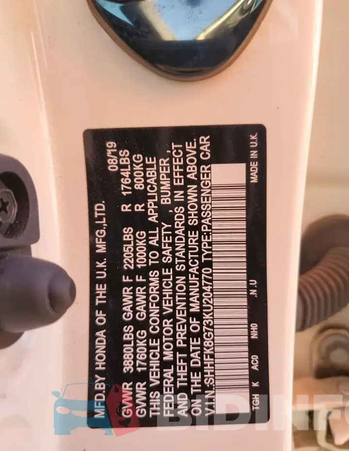 SHHFK8G73KU204770 Photo# 12
