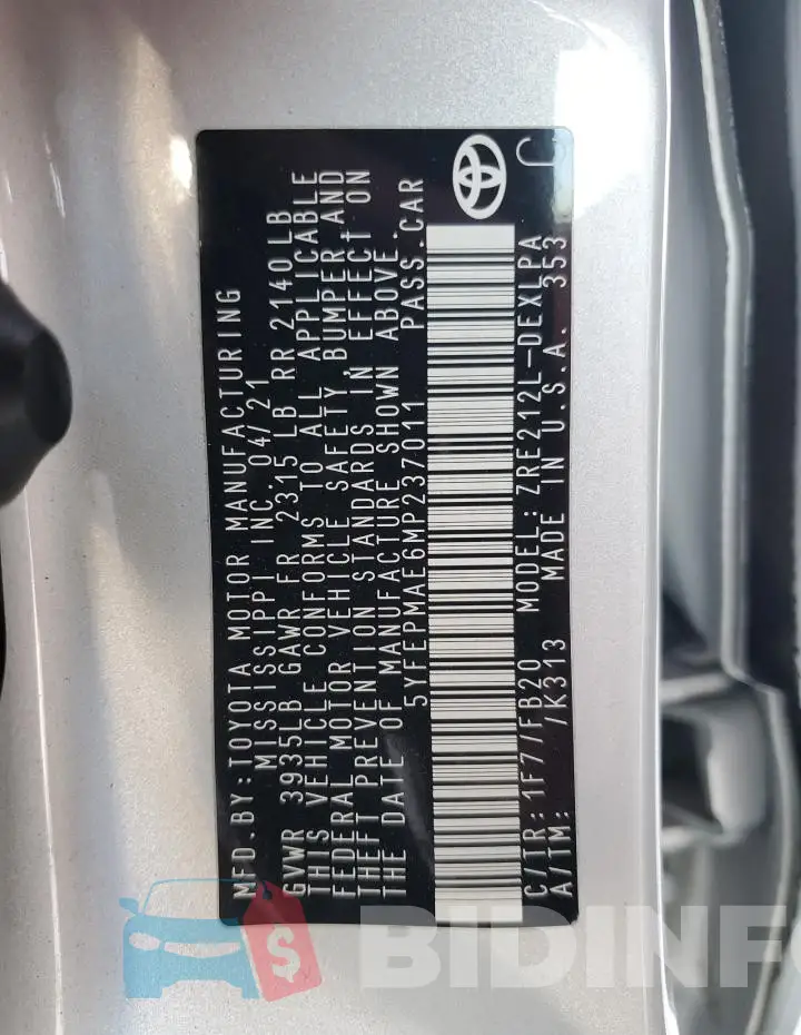 5YFEPMAE6MP237011 Photo# 12