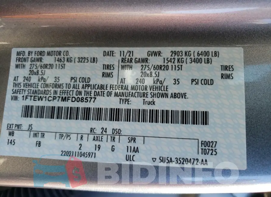 1FTEW1CP7MFD08577 Photo# 13