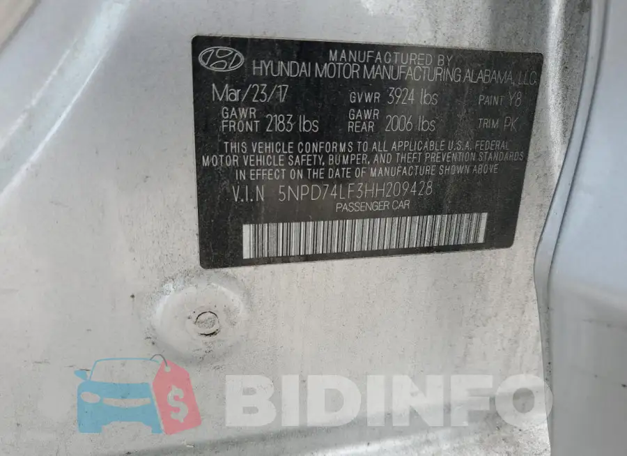 5NPD74LF3HH209428 Photo# 13