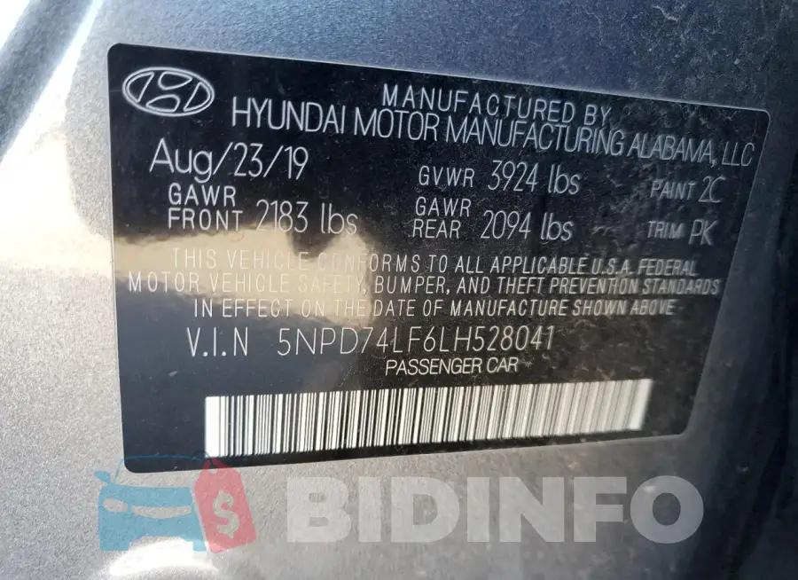 5NPD74LF6LH528041 Photo# 12