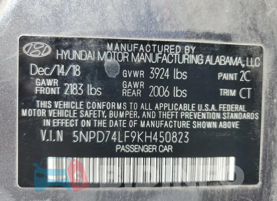 5NPD74LF9KH450823 Photo# 13