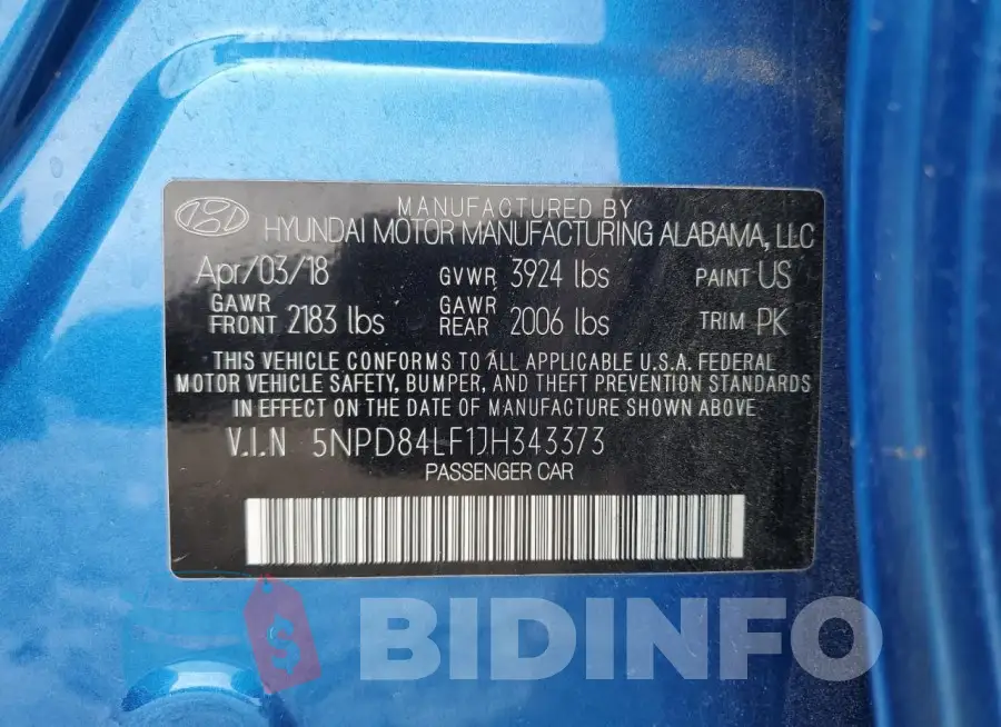 5NPD84LF1JH343373 Photo# 12