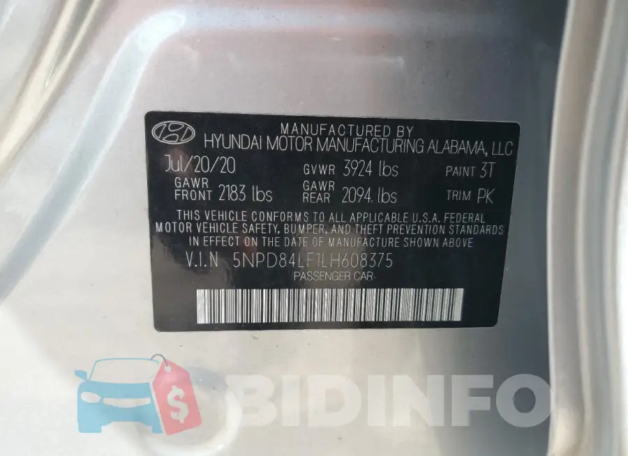 5NPD84LF1LH608375 Photo# 13