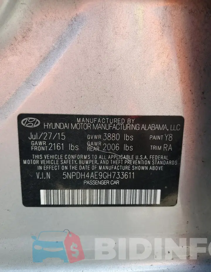 5NPDH4AE9GH733611 Photo# 12