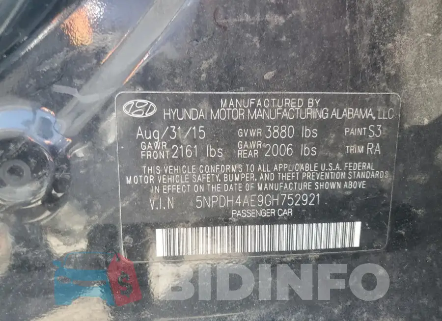 5NPDH4AE9GH752921 Photo# 12
