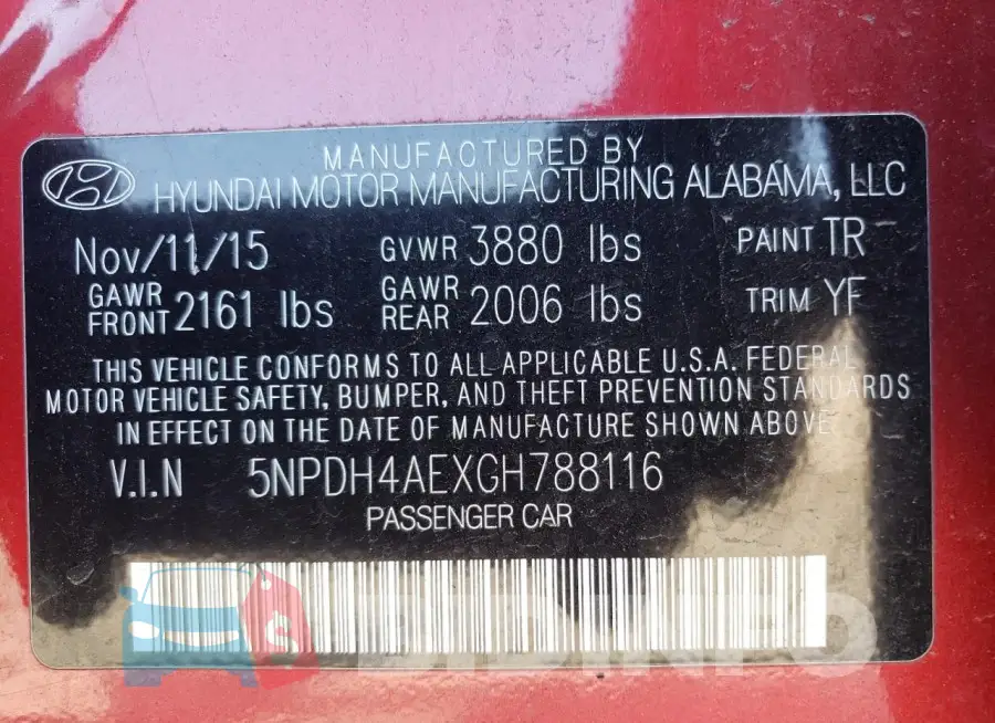 5NPDH4AEXGH788116 Photo# 12