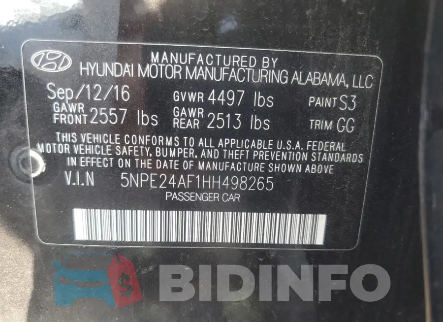 5NPE24AF1HH498265 Photo# 12