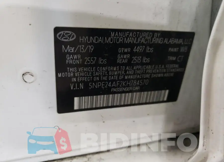 5NPE24AF2KH784570 Photo# 12