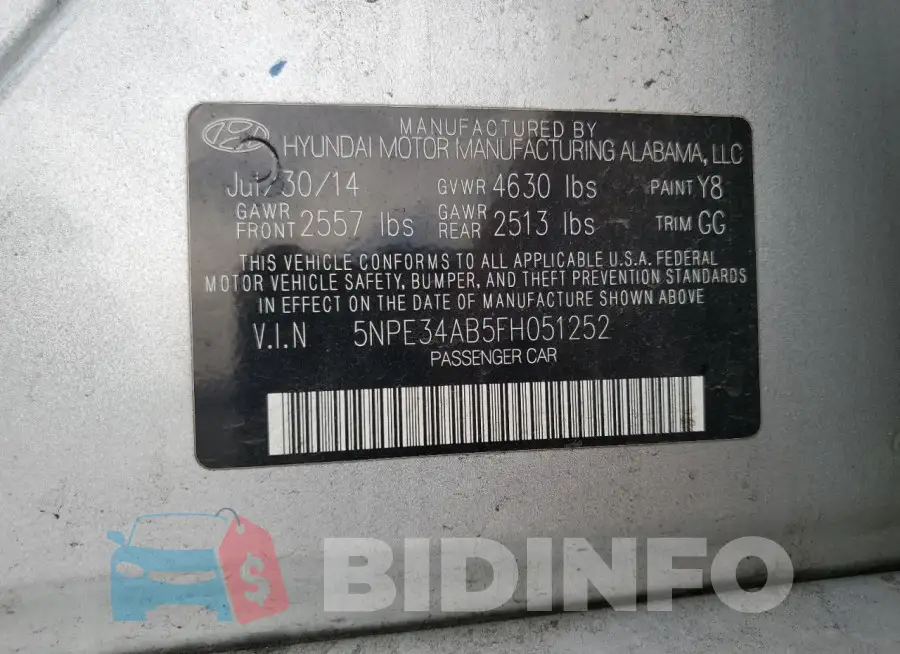 5NPE34AB5FH051252 Photo# 13