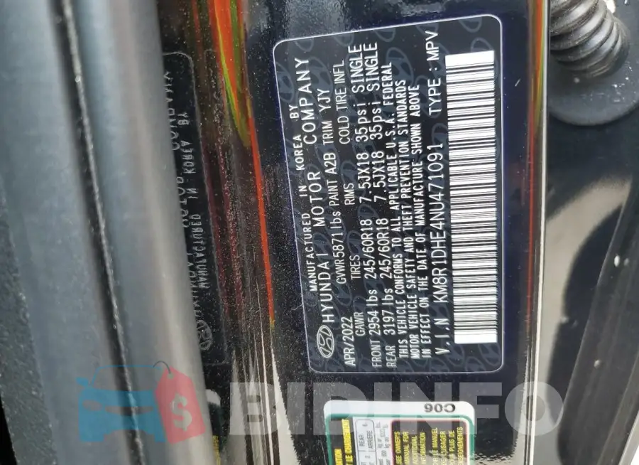 KM8R1DHE4NU471091 Photo# 14