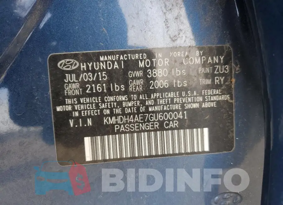 KMHDH4AE7GU600041 Photo# 12