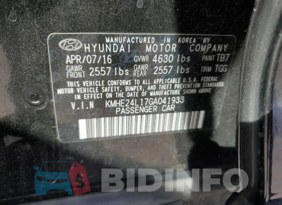 KMHE24L17GA041933 Photo# 13