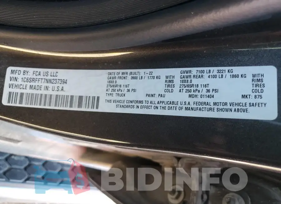 1C6SRFFT7NN237394 Photo# 12