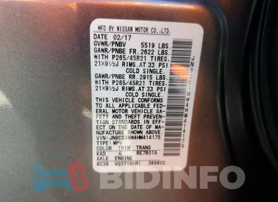 JN8CS1MW4HM414175 Photo# 13