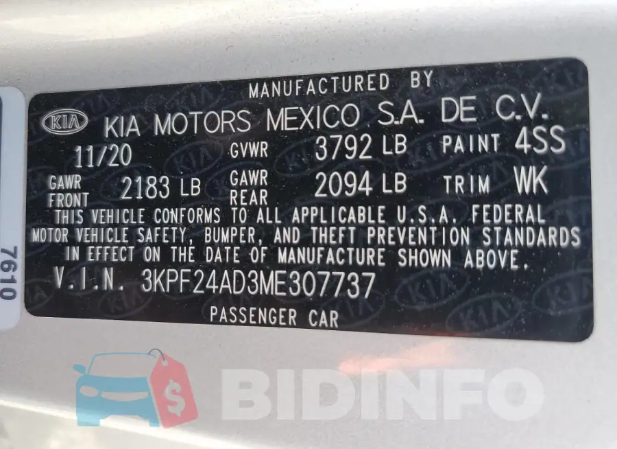3KPF24AD3ME307737 Photo# 12
