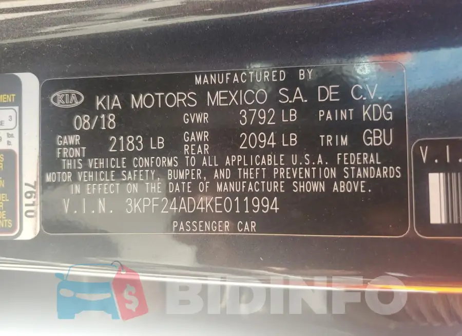 3KPF24AD4KE011994 Photo# 12