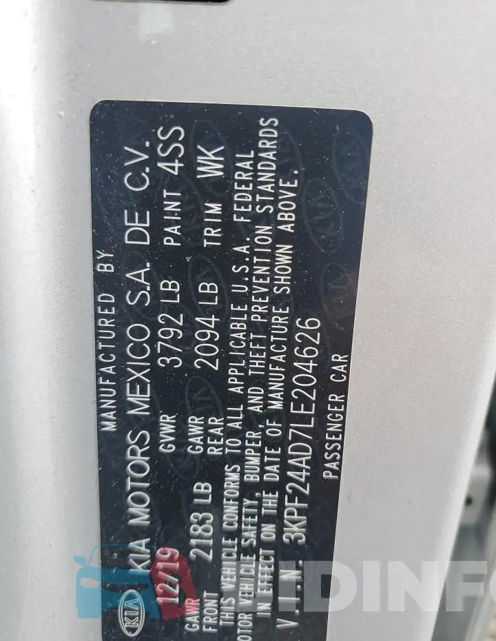 3KPF24AD7LE204626 Photo# 12