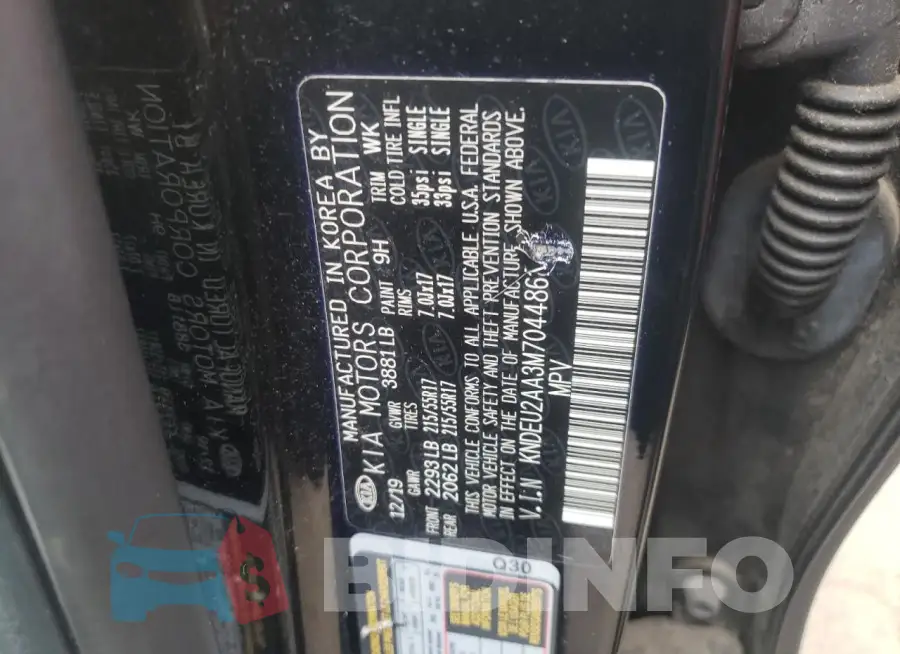 KNDEU2AA3M7044861 Photo# 13