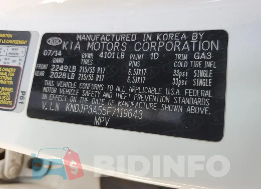 KNDJP3A55F7119643 Photo# 12