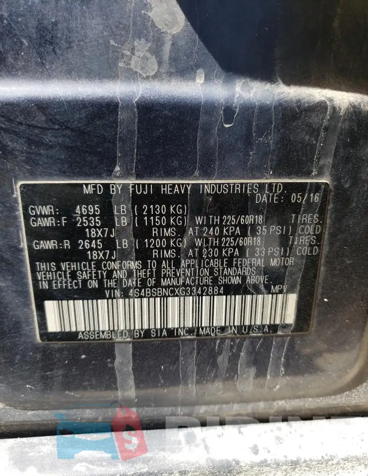 4S4BSBNCXG3342884 Photo# 13