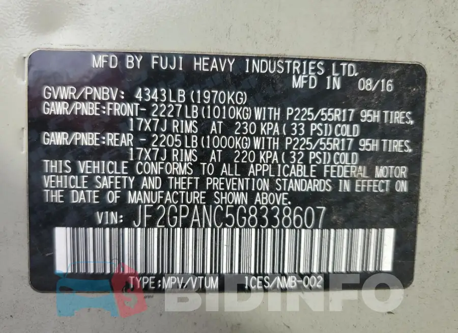 JF2GPANC5G8338607 Photo# 13