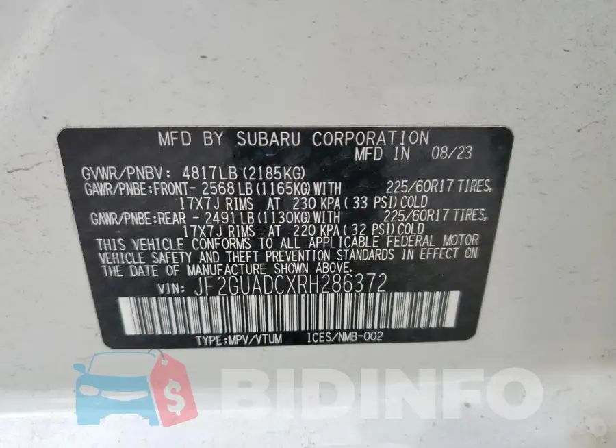 JF2GUADCXRH286372 Photo# 13