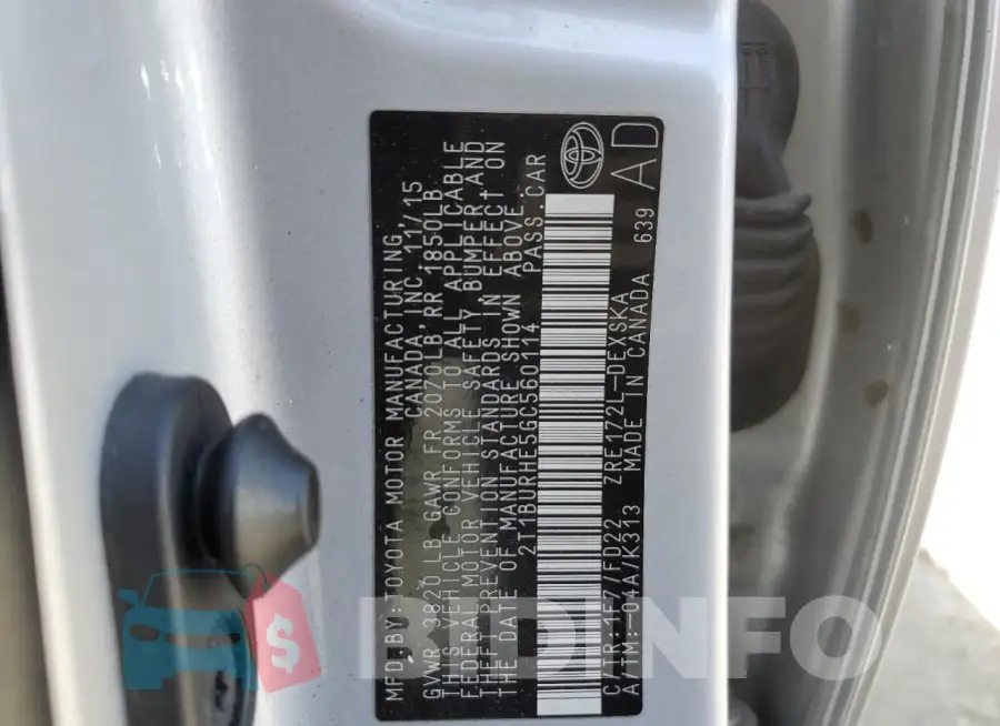 2T1BURHE5GC560114 Photo# 12
