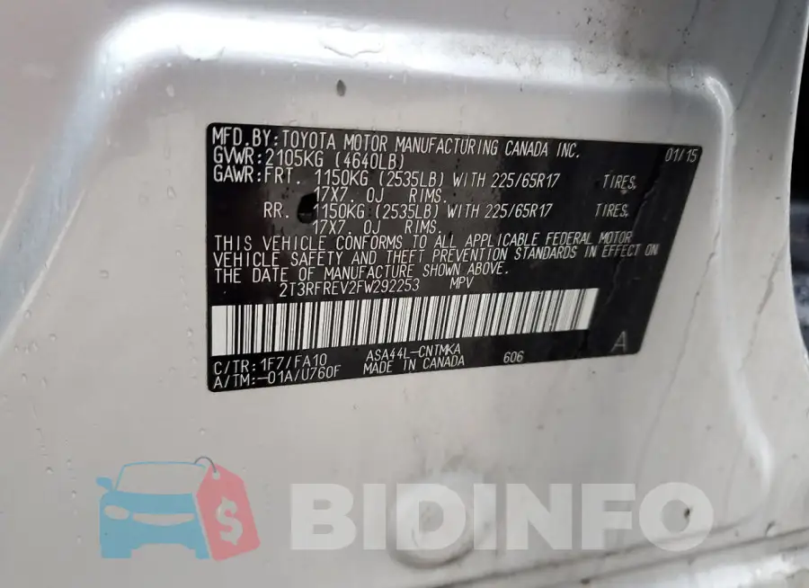 2T3RFREV2FW292253 Photo# 14