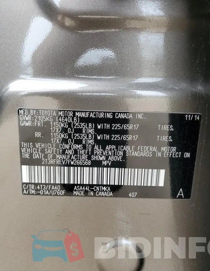 2T3RFREV7FW266568 Photo# 14