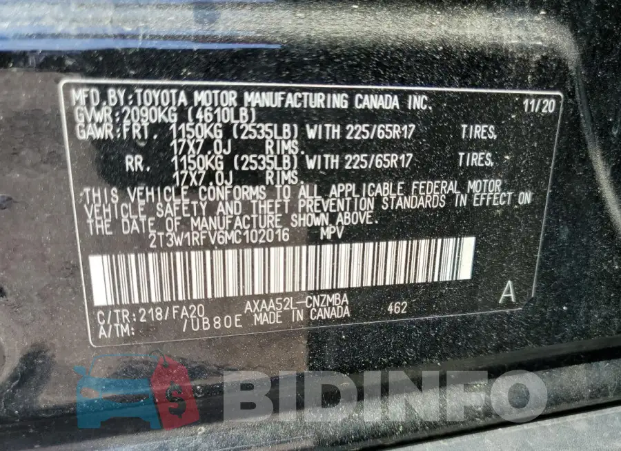 2T3W1RFV6MC102016 Photo# 13