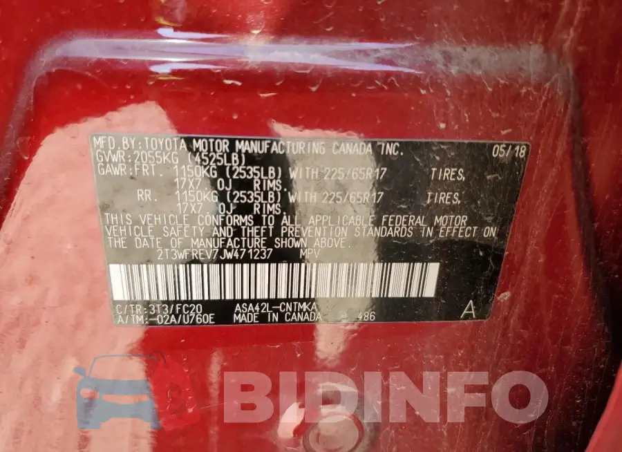 2T3WFREV7JW471237 Photo# 14