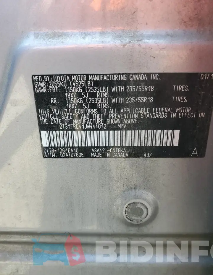 2T3YFREV1JW444012 Photo# 13