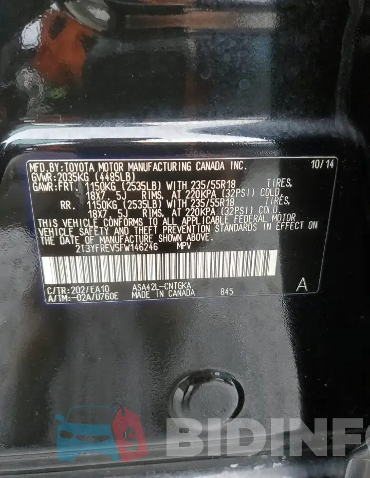 2T3YFREV5FW146246 Photo# 13