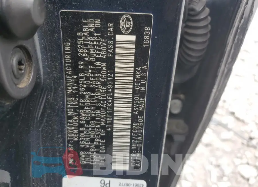 4T1BF1FK4FU493121 Photo# 12