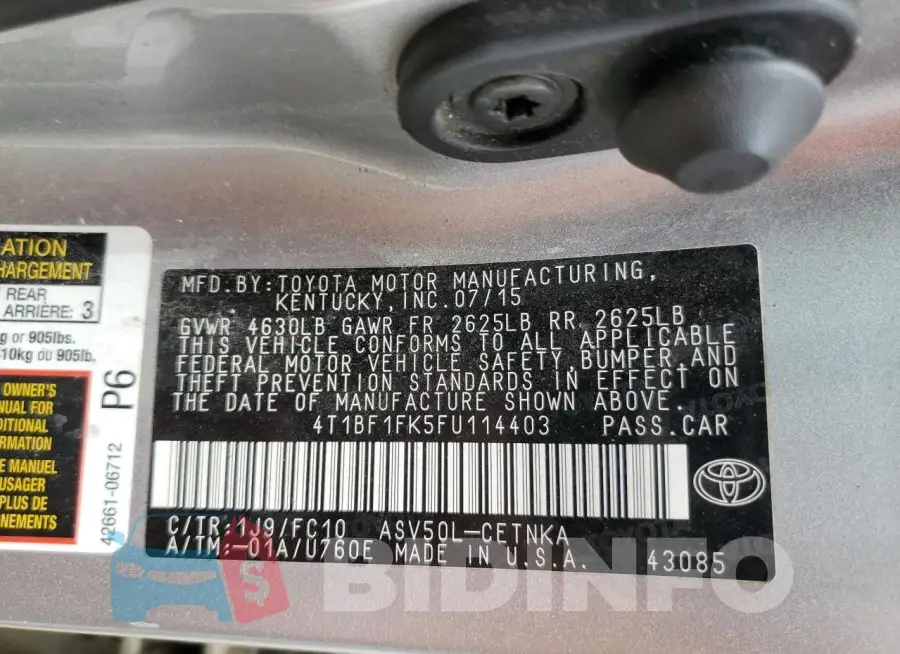 4T1BF1FK5FU114403 Photo# 13