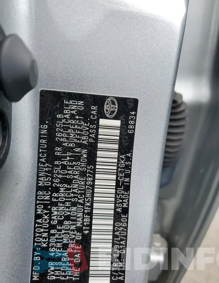4T1BF1FK5HU798775 Photo# 12