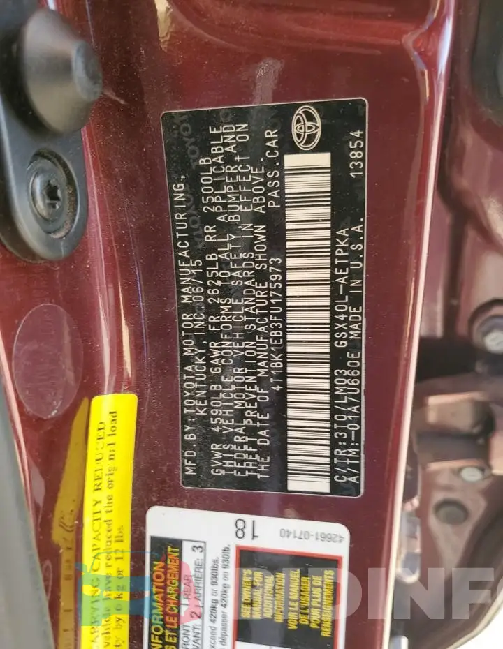4T1BK1EB3FU175973 Photo# 12