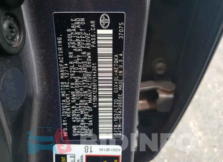 4T1BK1EB8FU144301 Photo# 12
