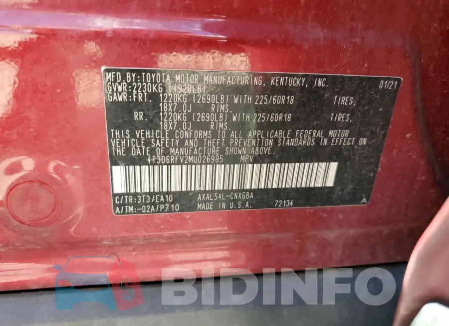 4T3D6RFV2MU026995 Photo# 13