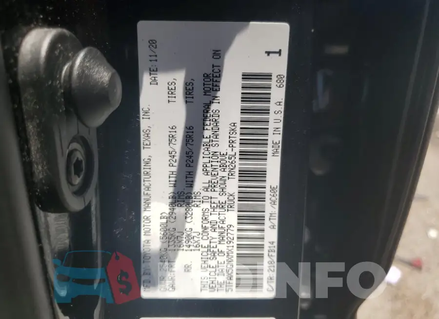 5TFAX5GNXMX192779 Photo# 12