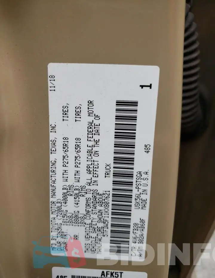 5TFDW5F11KX807621 Photo# 12