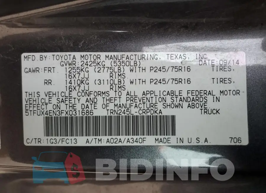 5TFUX4EN3FX031686 Photo# 12