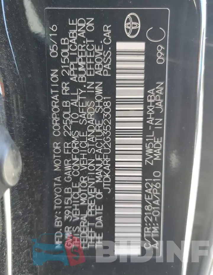 JTDKARFU2G3523081 Photo# 12
