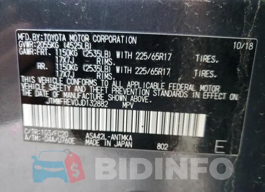 JTMWFREV0JD132882 Photo# 12